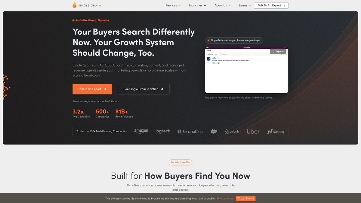 Single Grain digital marketing agency homepage